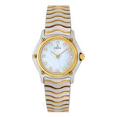 Ebel Classic Wave Mother of Pearl Diamond Dial 18 Karat Gold/Steel Watch 1157111