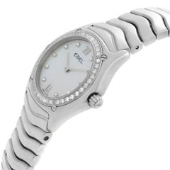Ebel Classic Wave Steel MOP Dial Diamond Bezel Ladies Quartz Watch 9090F24-9725