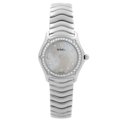 Ebel Classic Wave Steel MOP Dial Diamond Bezel Ladies Quartz Watch 9090F24-9725