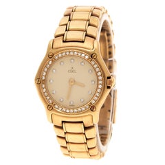 Ebel Cream18K Yellow Gold Diamond 8057902 Women's Wristwatch 24 mm