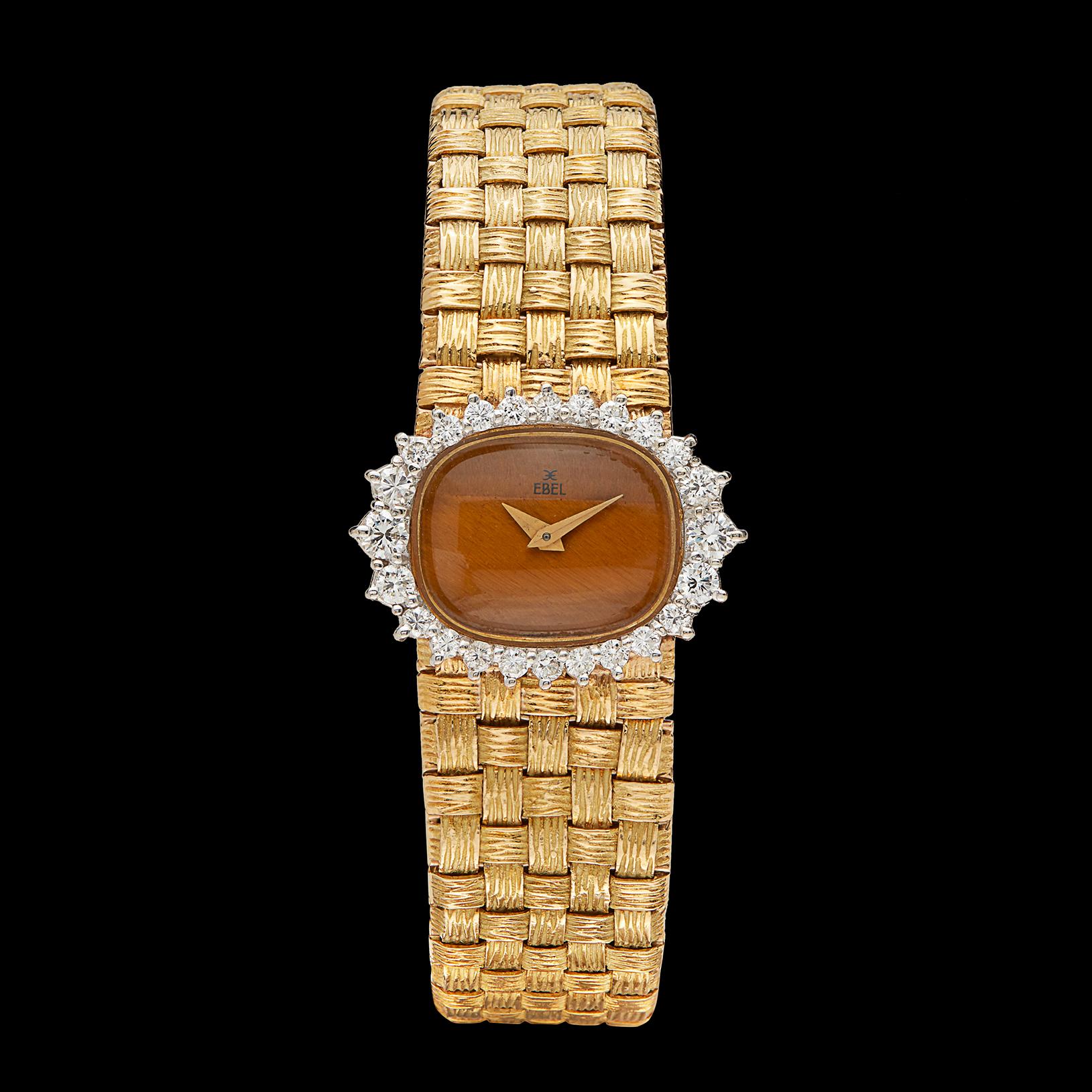 Round Cut Ebel Diamond and 18 Karat Gold Ladies Wristwatch