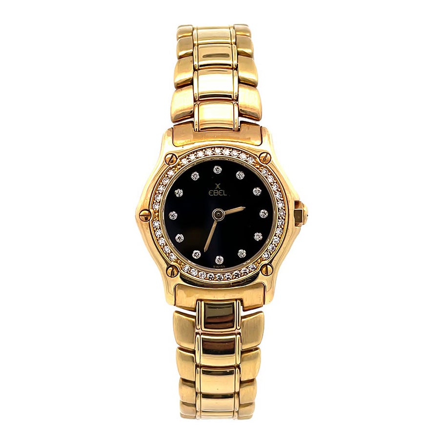 Montre suisse Ebel en or jaune et diamants