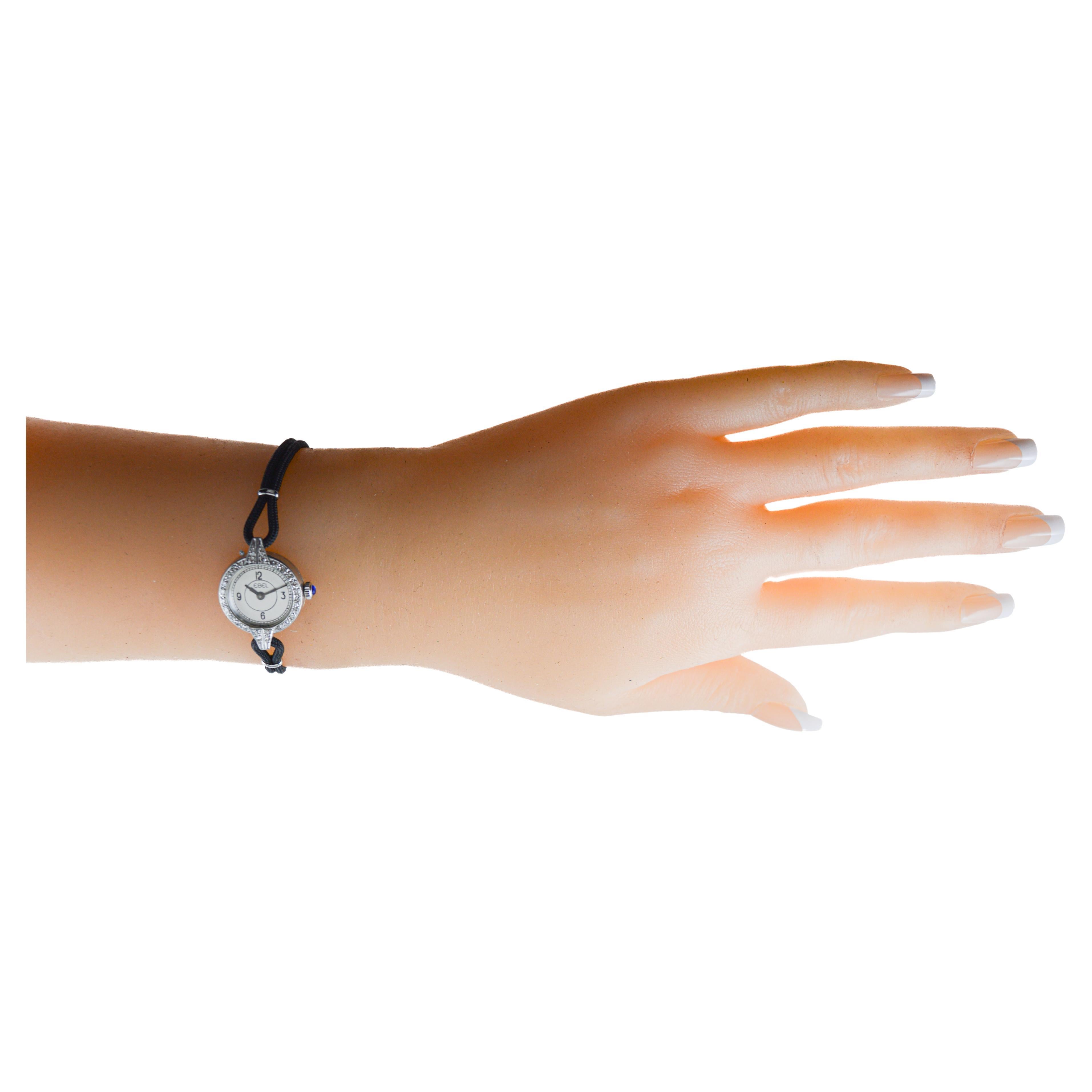 Ebel Ladies Platinum Art Deco Dress Style Watch from 1930s Handmade High Grade For Sale 7