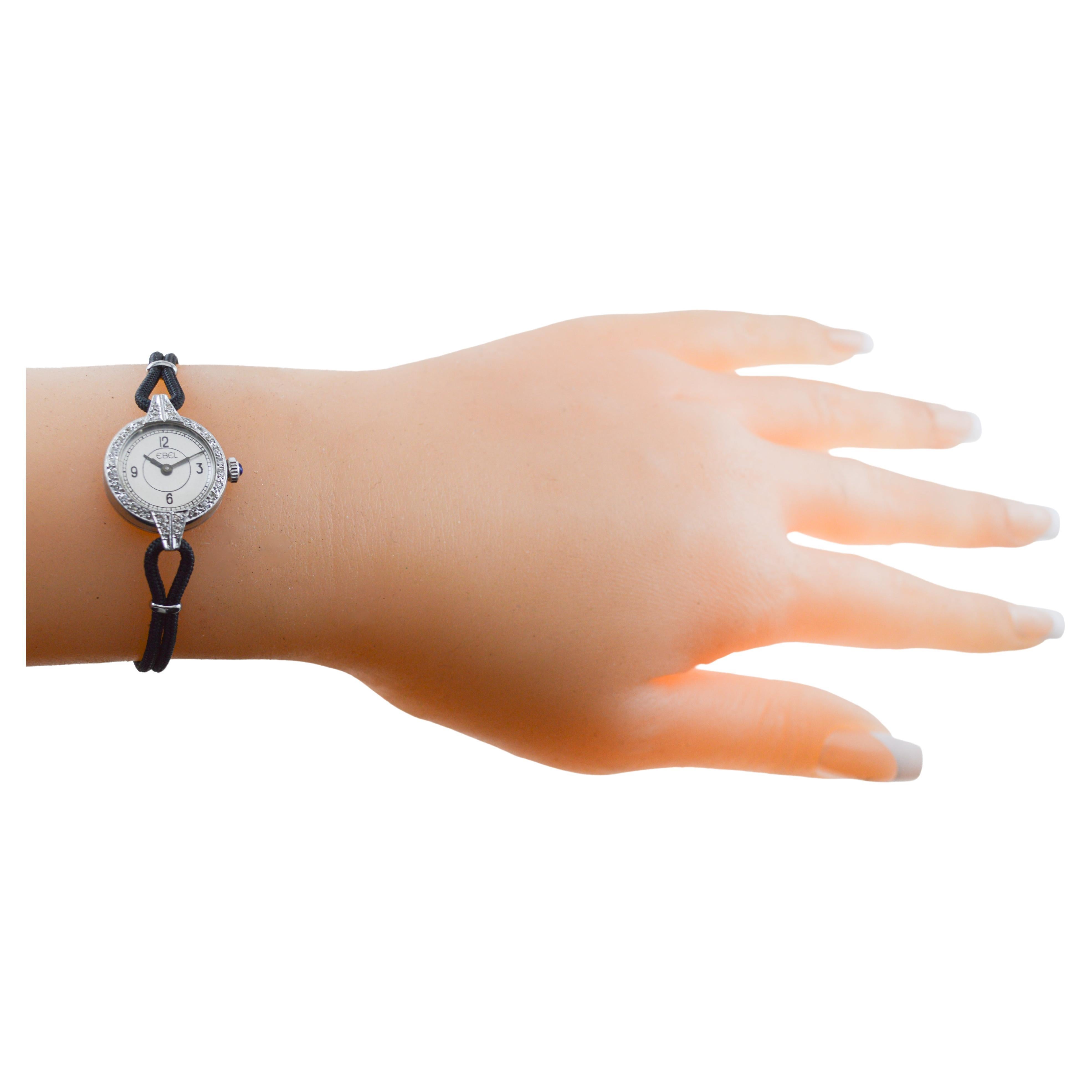 Ebel Ladies Platinum Art Deco Dress Style Watch from 1930s Handmade High Grade For Sale 8