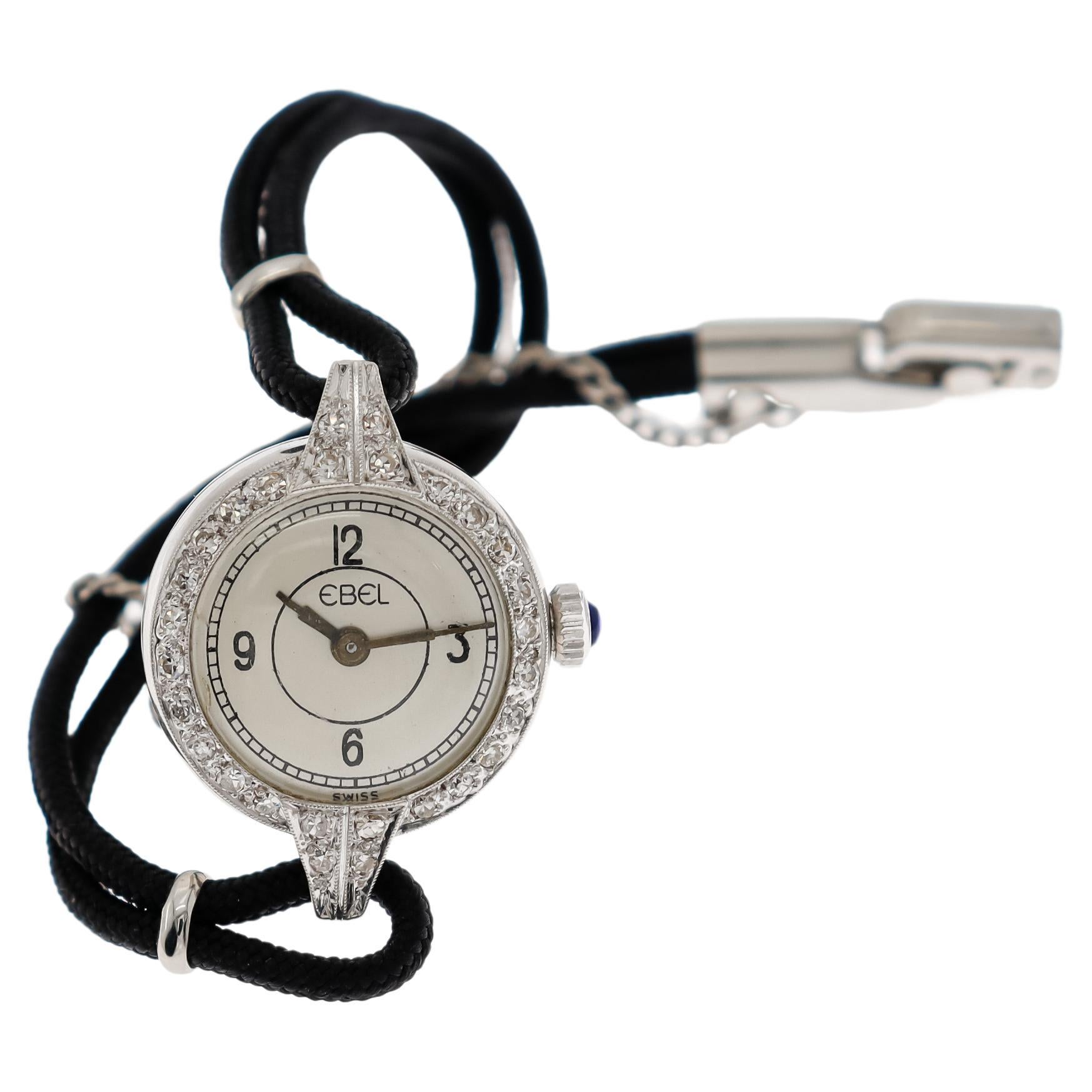 Ebel Ladies Platinum Art Deco Dress Style Watch from 1930s Handmade High Grade In Excellent Condition For Sale In Long Beach, CA