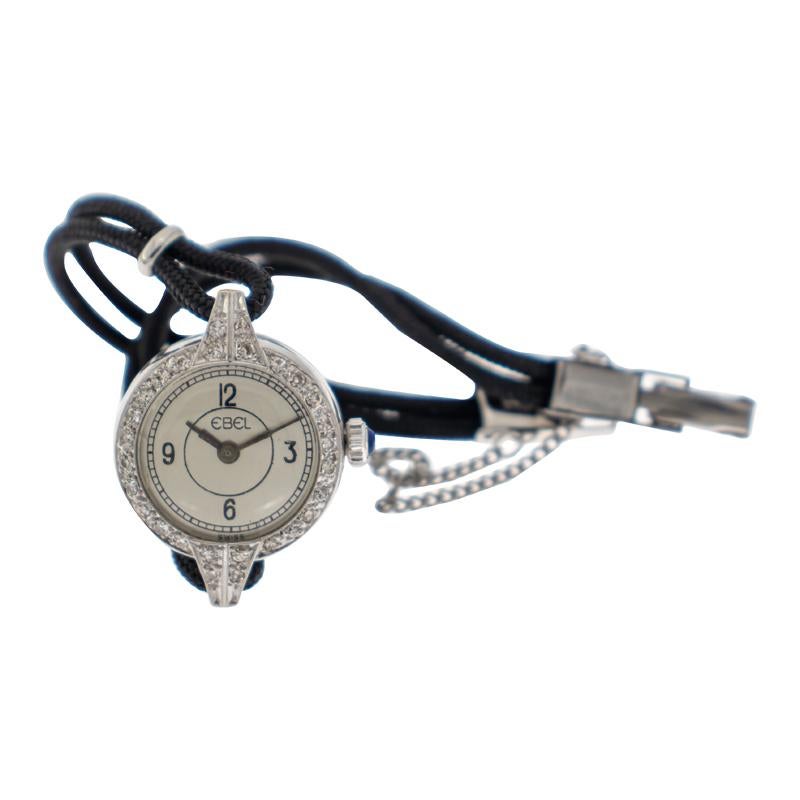 Women's Ebel Ladies Platinum Art Deco Dress Style Watch from 1930s Handmade High Grade For Sale