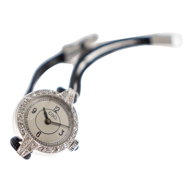 Ebel Ladies Platinum Art Deco Dress Style Watch from 1930s Handmade High Grade For Sale 3