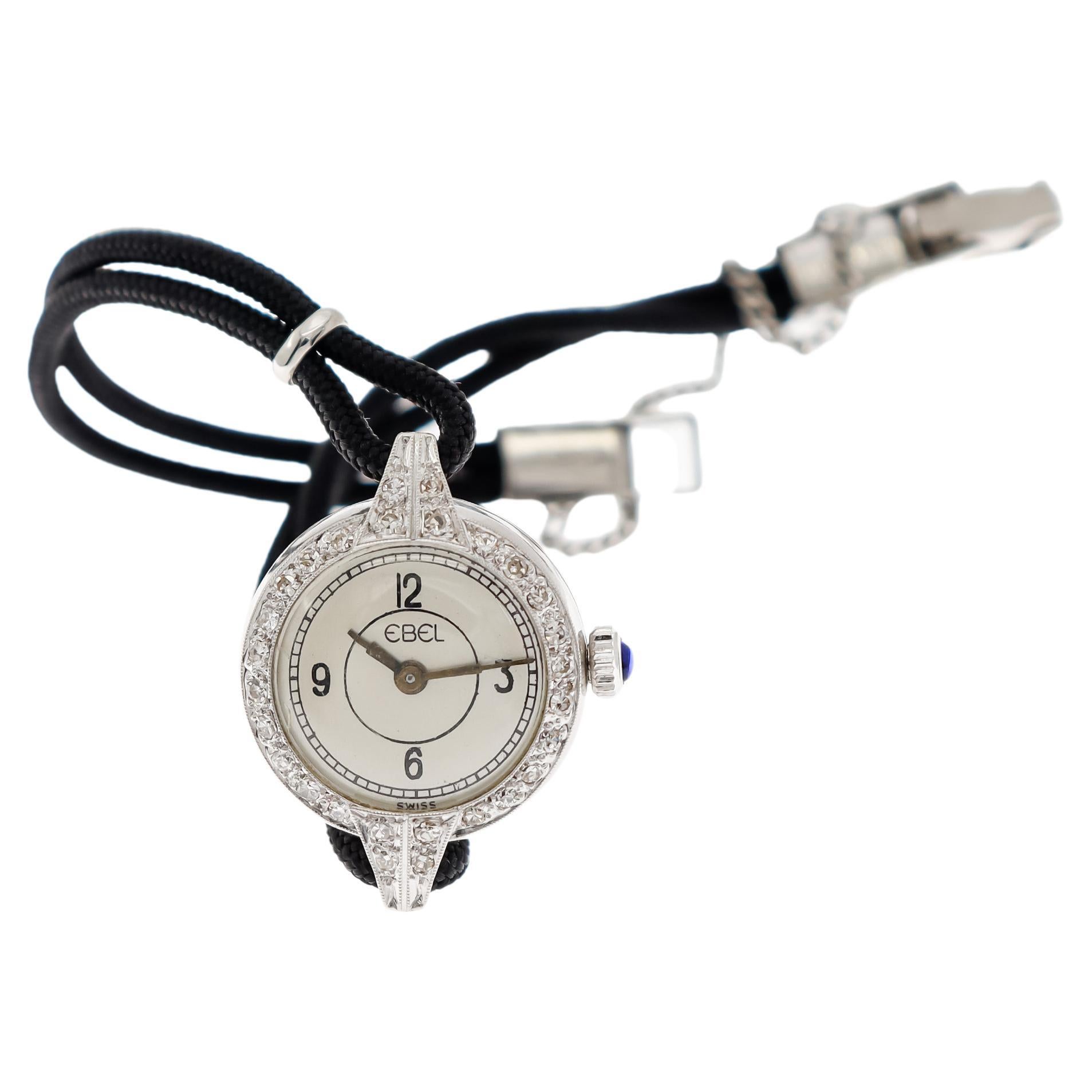 Ebel Ladies Platinum Art Deco Dress Style Montre des années 1930 Faite à la main de haute qualité