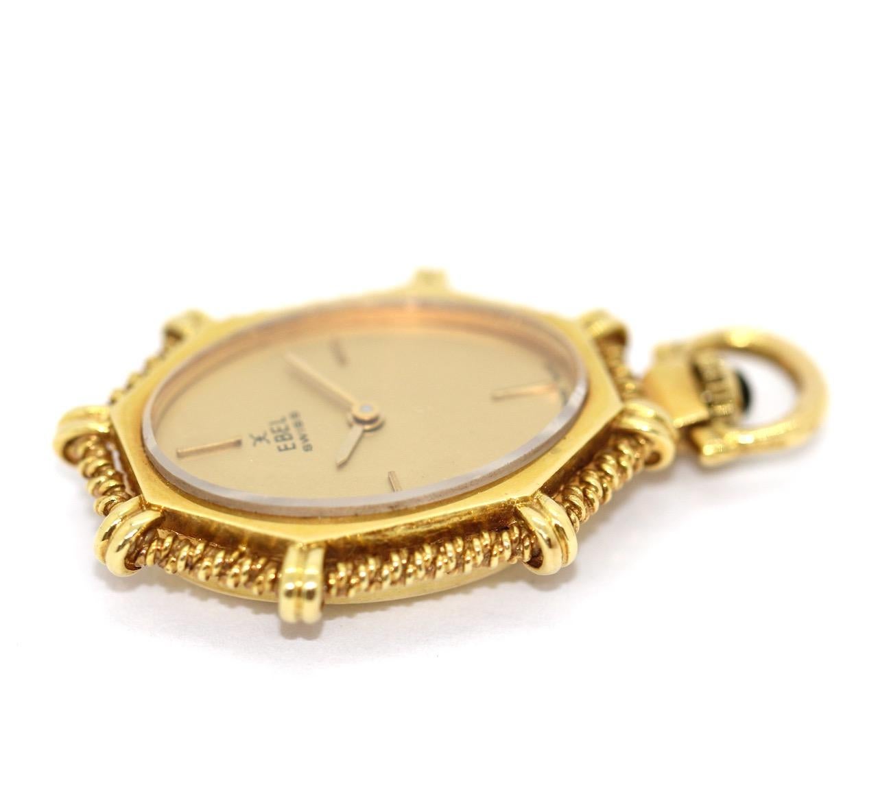 Taille cabochon Ebel Ladies Pocket Jewelry Watch Pendentif, Enhancer, or 18 carats en vente