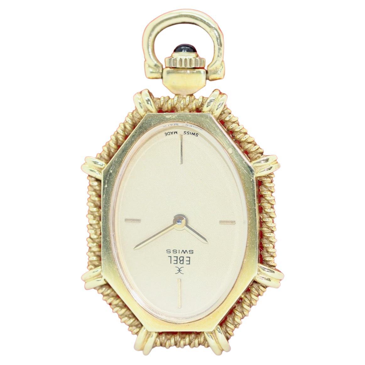 Ebel Ladies Pocket Jewelry Watch Pendant, Enhancer, 18 Karat Gold