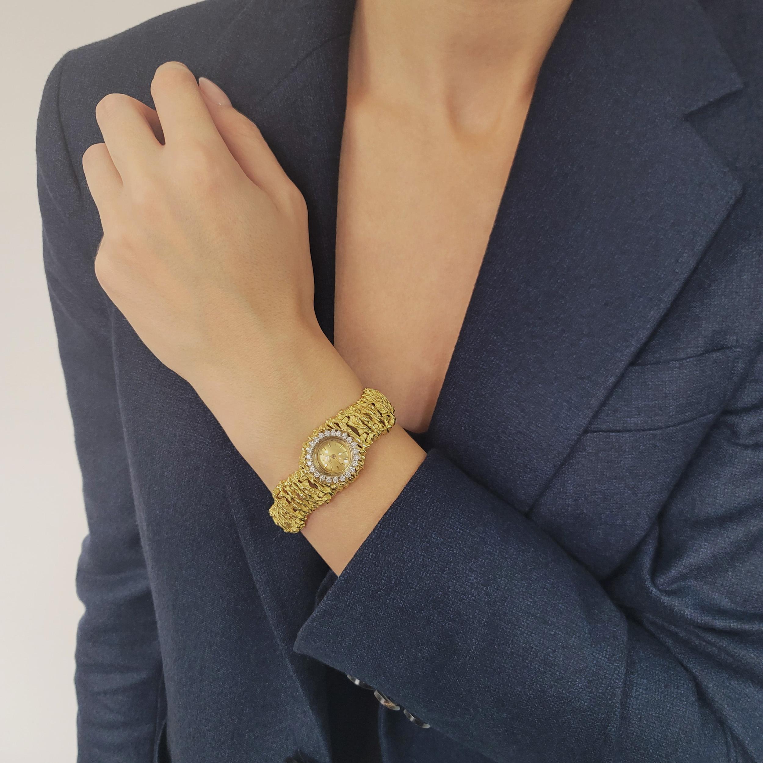 Reloj de pulsera Ebel Lady de oro y diamantes en 18k en Excelente estado para la venta en New York, NY