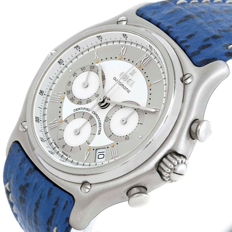 Women's or Men's Ebel Le Modulor Automatic Chronograph Blue Strap Watch 9137241 Box Papers For Sale