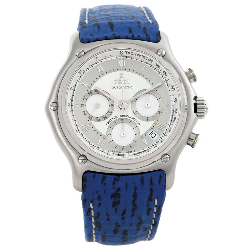 Ebel Le Modulor Automatic Chronograph Blue Strap Watch 9137241 Box Papers For Sale 2