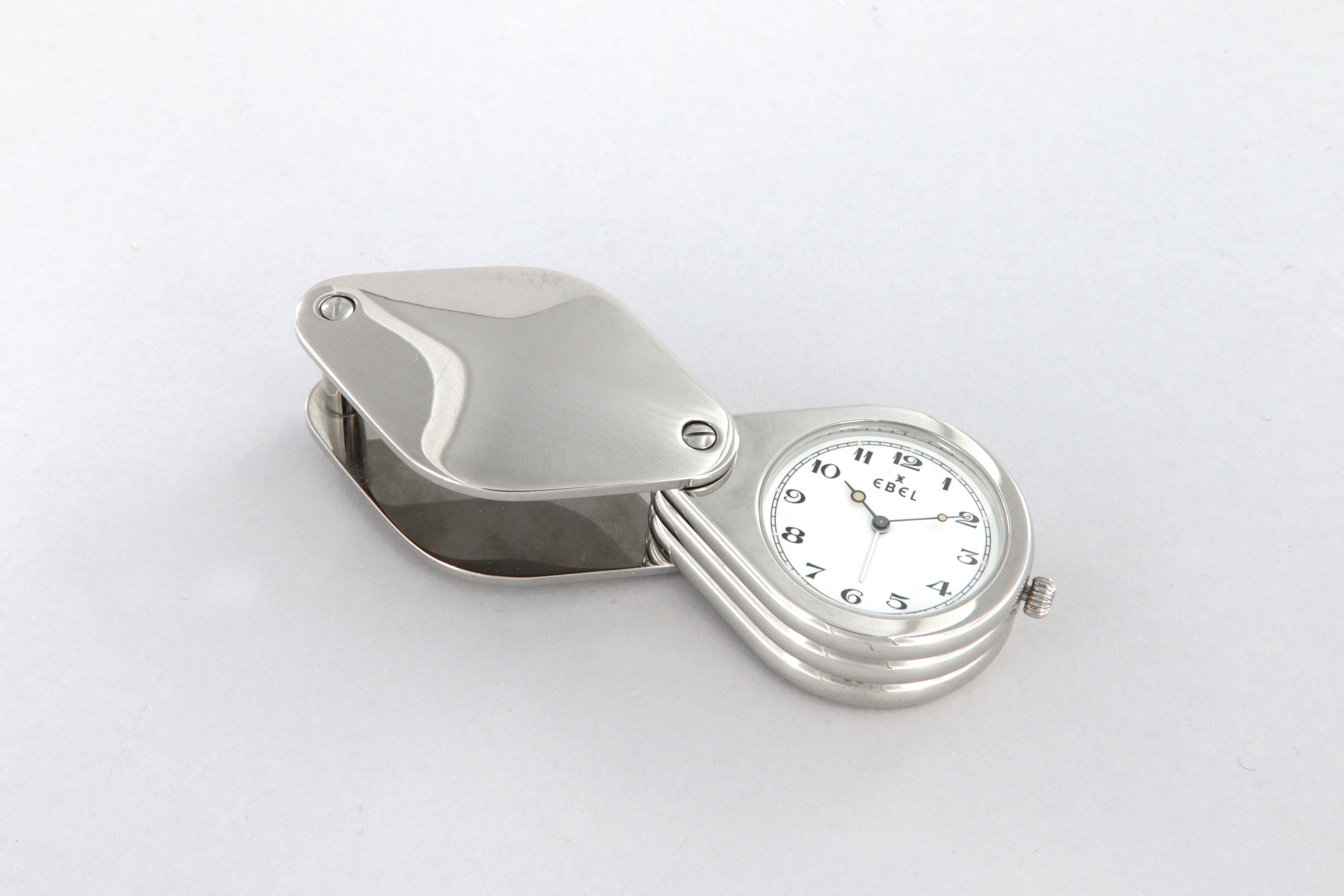 Ebel loupe orologio da viaggio e da tavolo con sveglia al quarzo nuovo in vendita 3