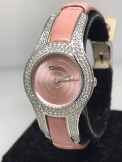 Ebel Midnight Moonchic White Gold Diamond Leather Band Ladies Watch 3157H29 New