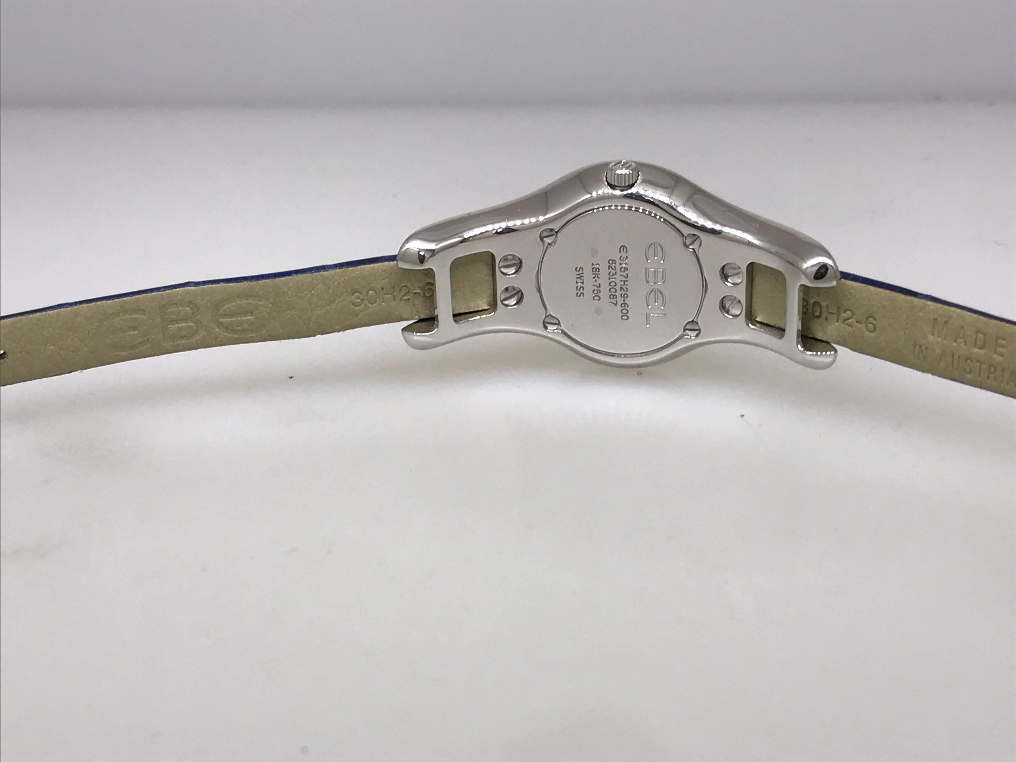 Ebel Midnight Moonchic White Gold Diamond Leather Band Ladies Watch 3157H29 New For Sale 5