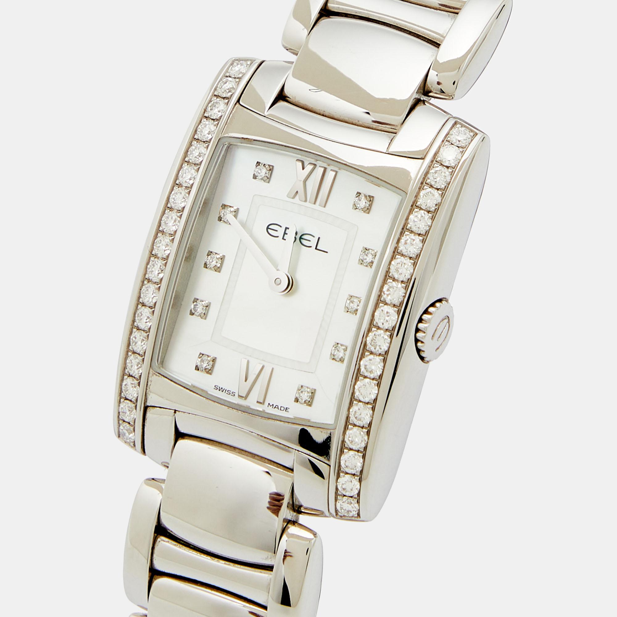 Ebel Mother Of Pearl Diamond Stainless Steel Brazilia E9976M2S Wristwatch 23.50 1