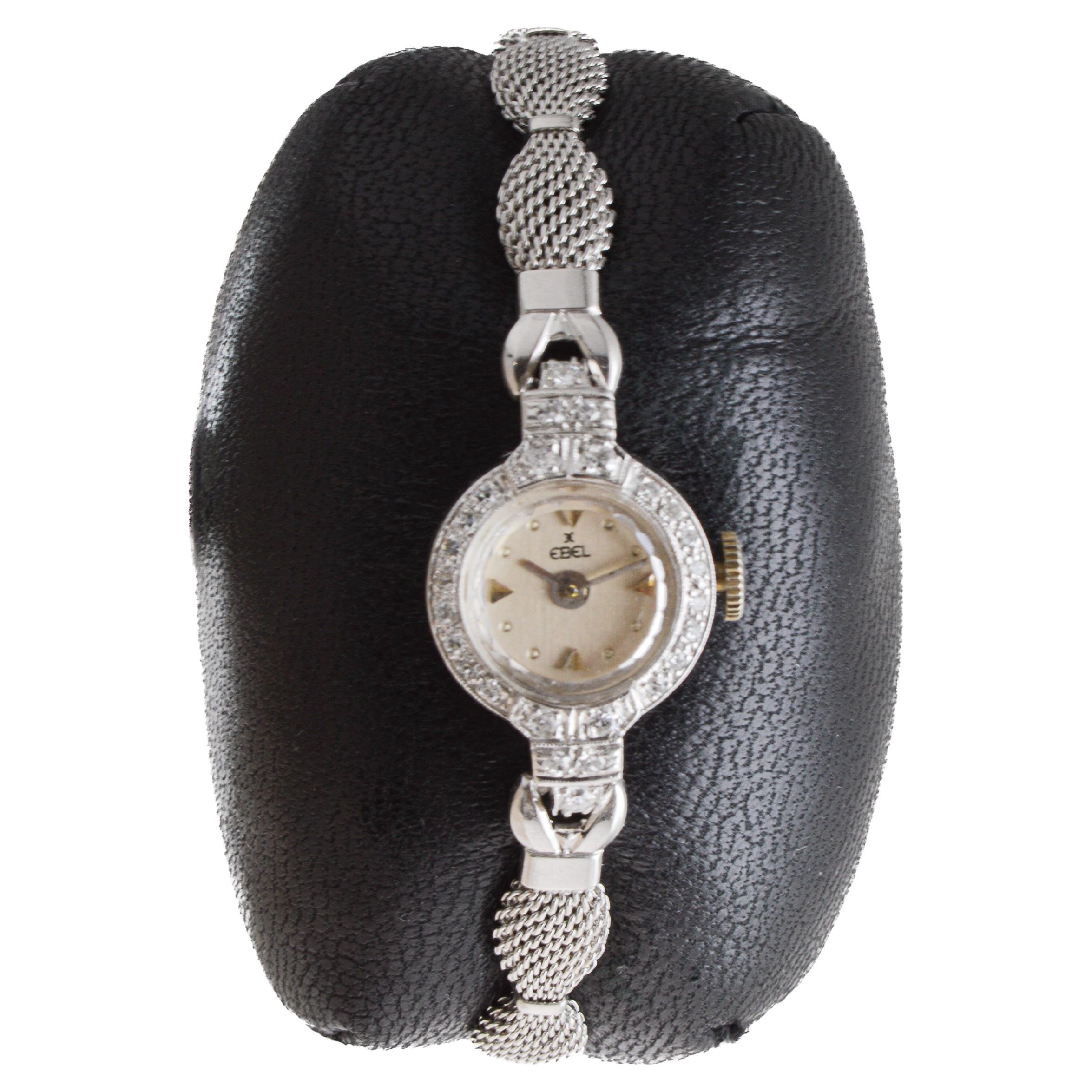 Ebel Platinum Ladies Art Deco Watch Dress Watch 1950
s