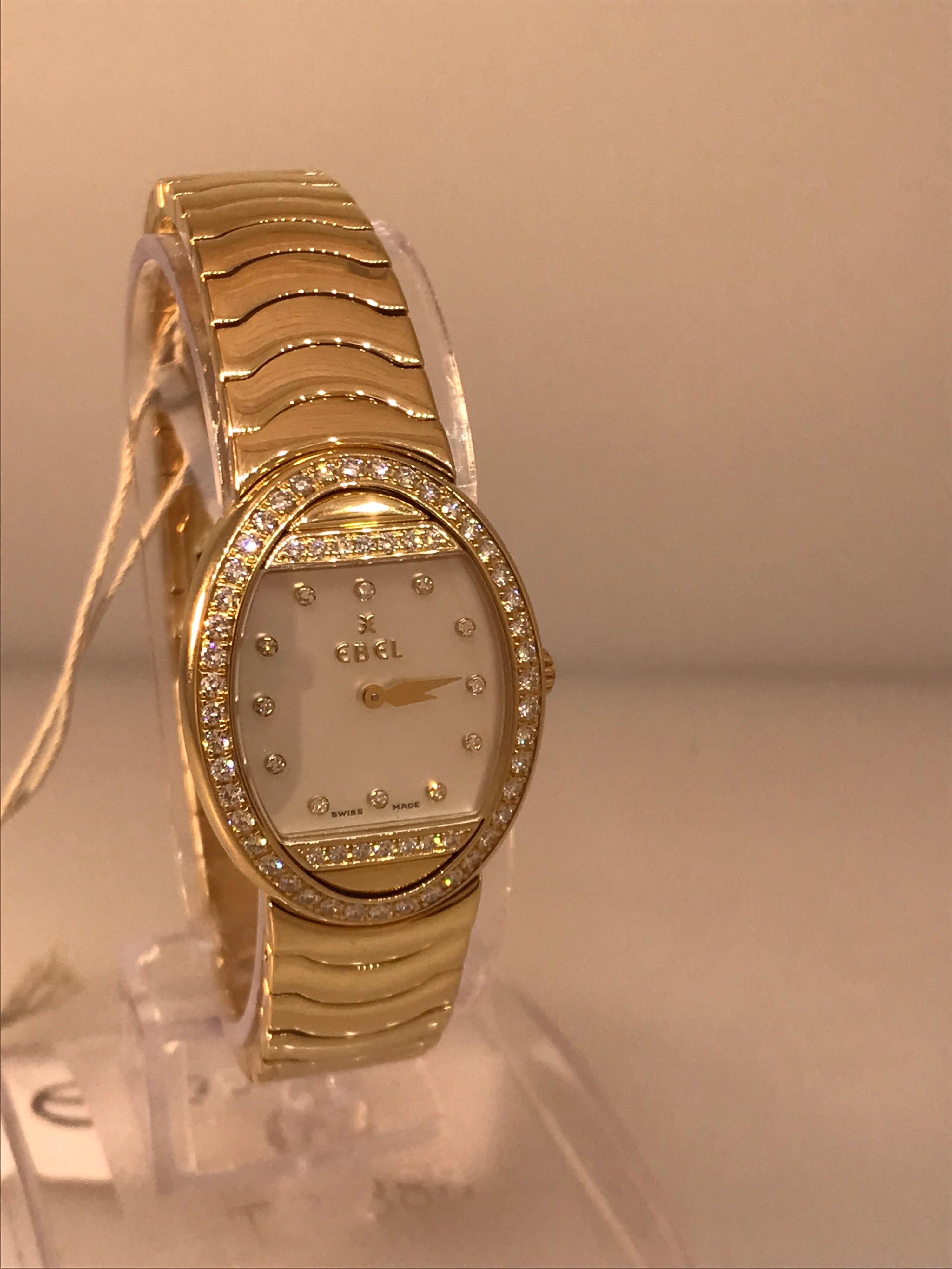 Women's Ebel Satya Yellow God and Diamond Ladies Watch 8057B11 New with Box For Sale