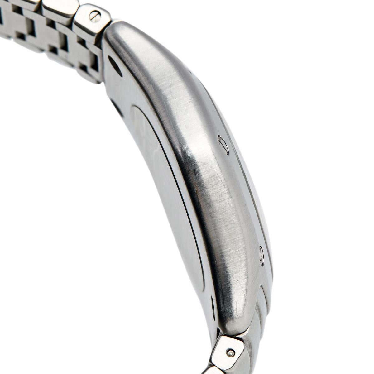 Ebel Silver Stainless Steel Classic Wave UAE NOS E9187 Men's Wristwatch 37 mm In Good Condition In Dubai, Al Qouz 2