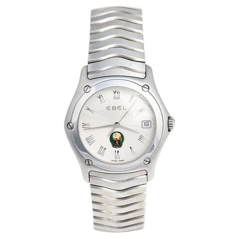 Ebel Silver Stainless Steel Classic Wave UAE NOS E9187 Men's Wristwatch