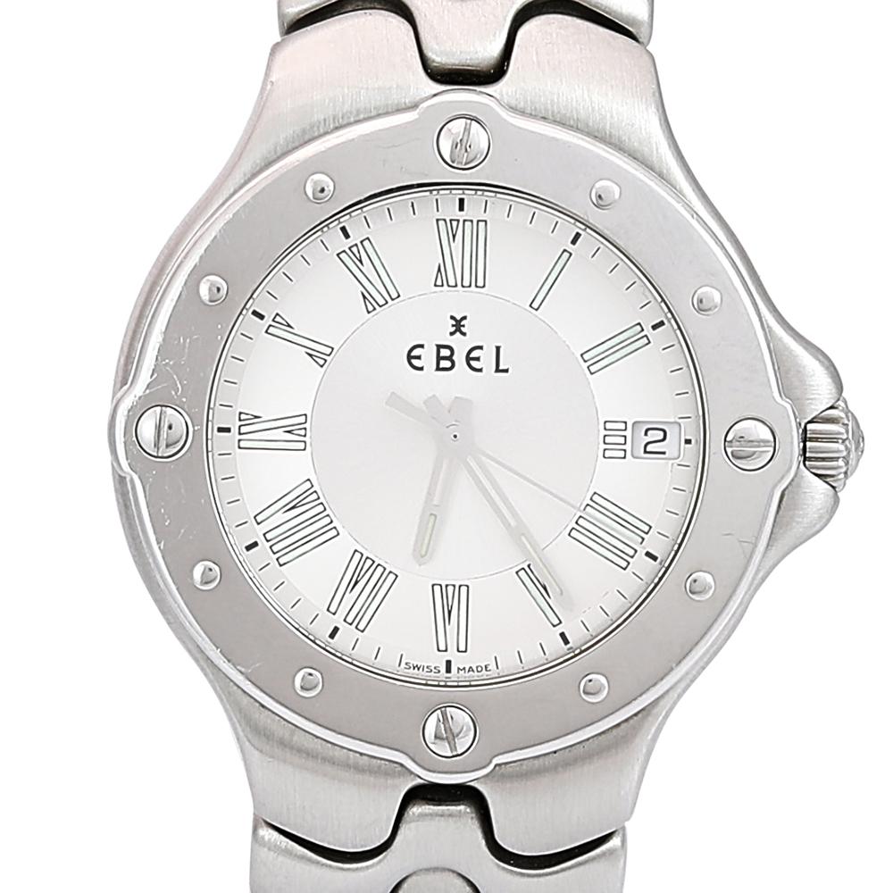 Ebel Silber Edelstahl Sportwave 9187631 Herrenarmbanduhr 36 mm (Zeitgenössisch)
