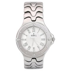 Ebel Silber Edelstahl Sportwave 9187631 Herrenarmbanduhr 36 mm