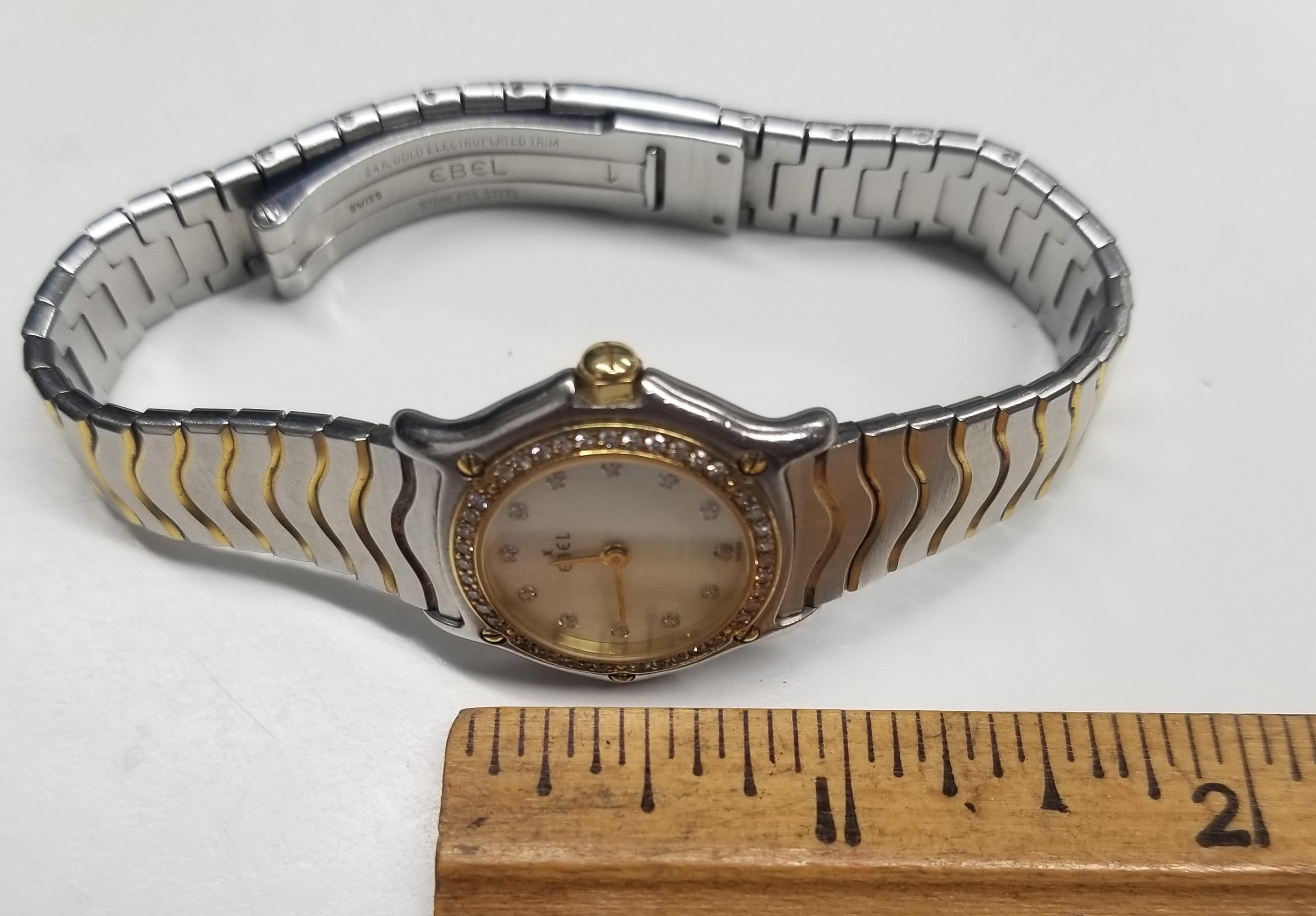 Ebel Sport 18k Yellow Gold & Stainless with Diamond Bezel and Numbers 1