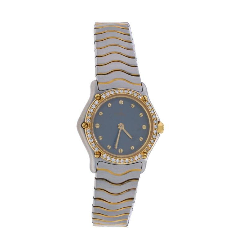 Taille simple Ebel Sport Classic Diamond Watch 22124 Or inoxydable 18k Quartz .16ctw 1Yr Wnty