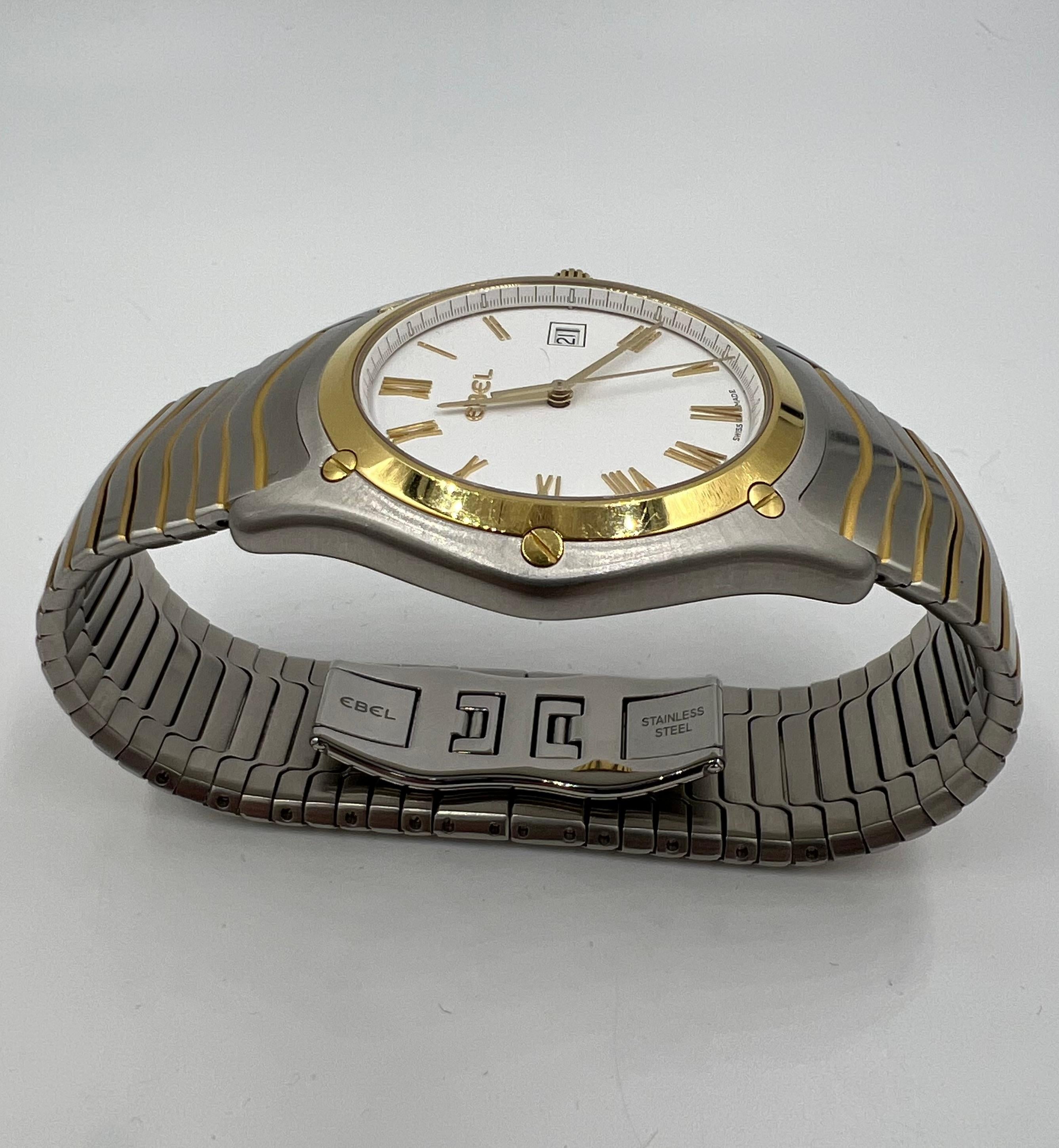 Contemporaneo Ebel Sports Classic 41 mm, orologio da polso al quarzo in acciaio e oro giallo 18 carati in vendita
