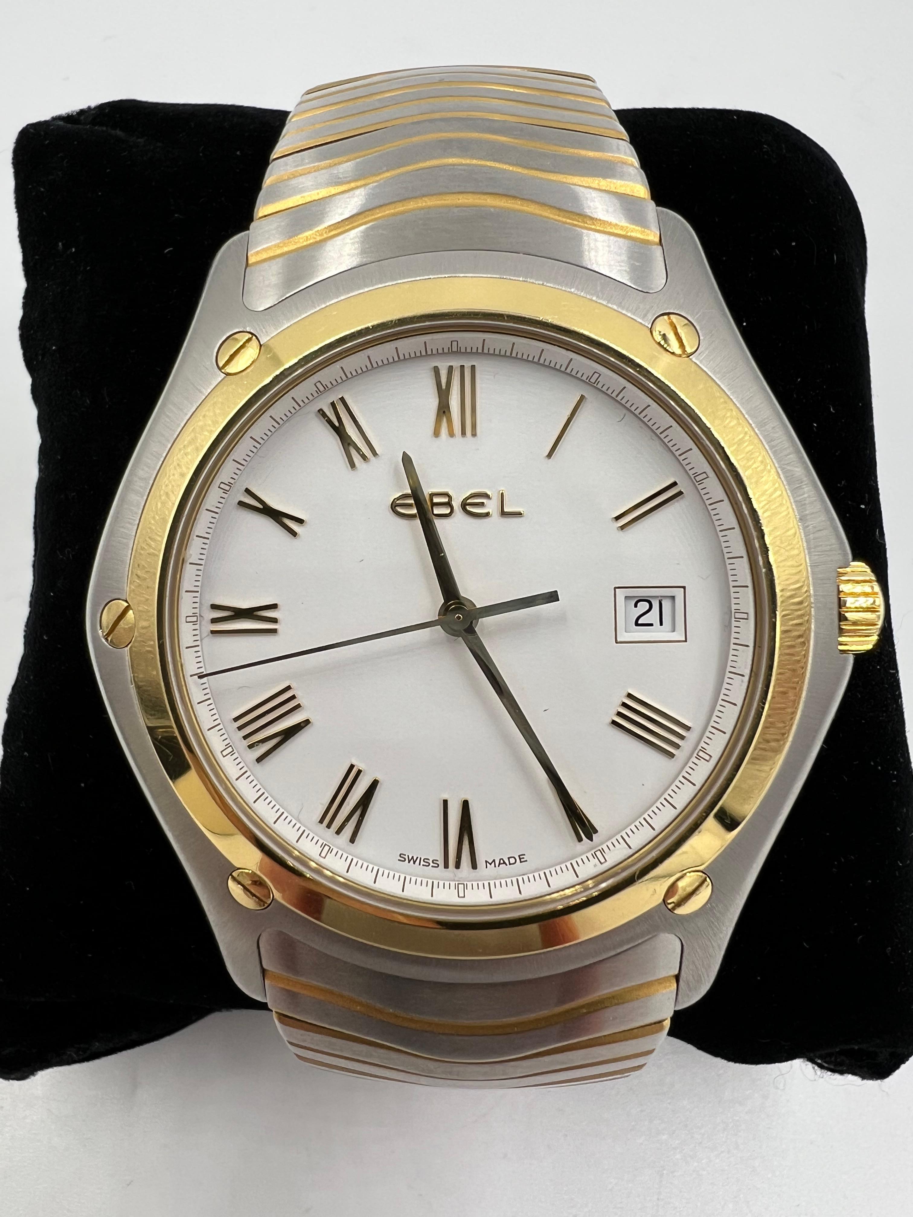 Ebel Sports Classic 41 mm, orologio da polso al quarzo in acciaio e oro giallo 18 carati in vendita 2