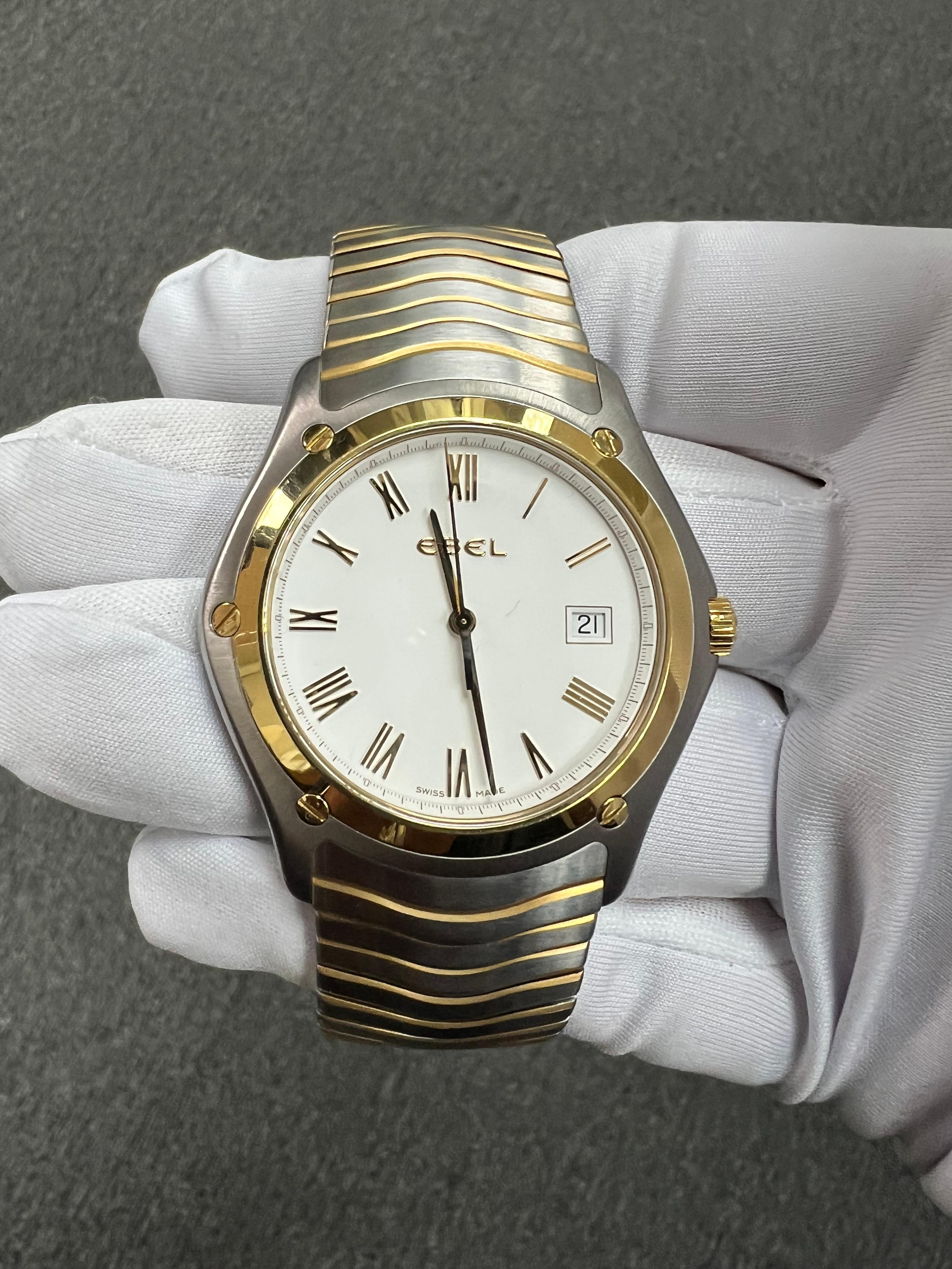 Ebel Sports Classic 41 mm, orologio da polso al quarzo in acciaio e oro giallo 18 carati in vendita 3