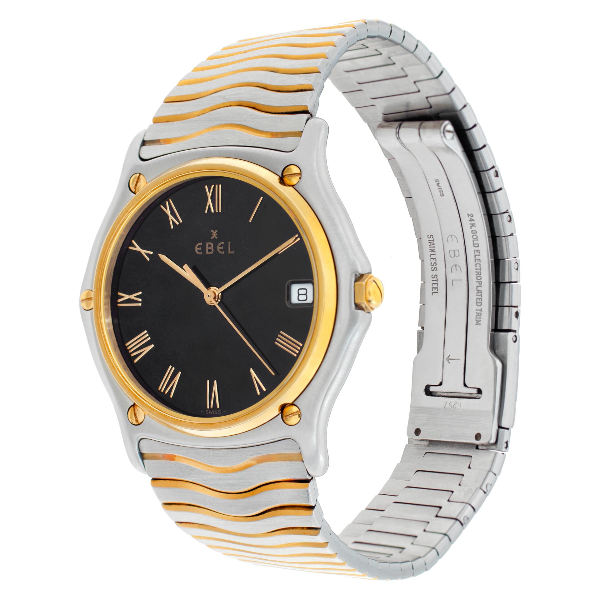 Ebel Sportwave in 18k & stainless steel. Quartz w/ sweep seconds and date. 34 mm case size. Fine Pre-owned Ebel Watch.

 Certified preowned Classic Ebel Sportwave watch is made out of Gold and steel on a 18k & Stainless Steel bracelet with a