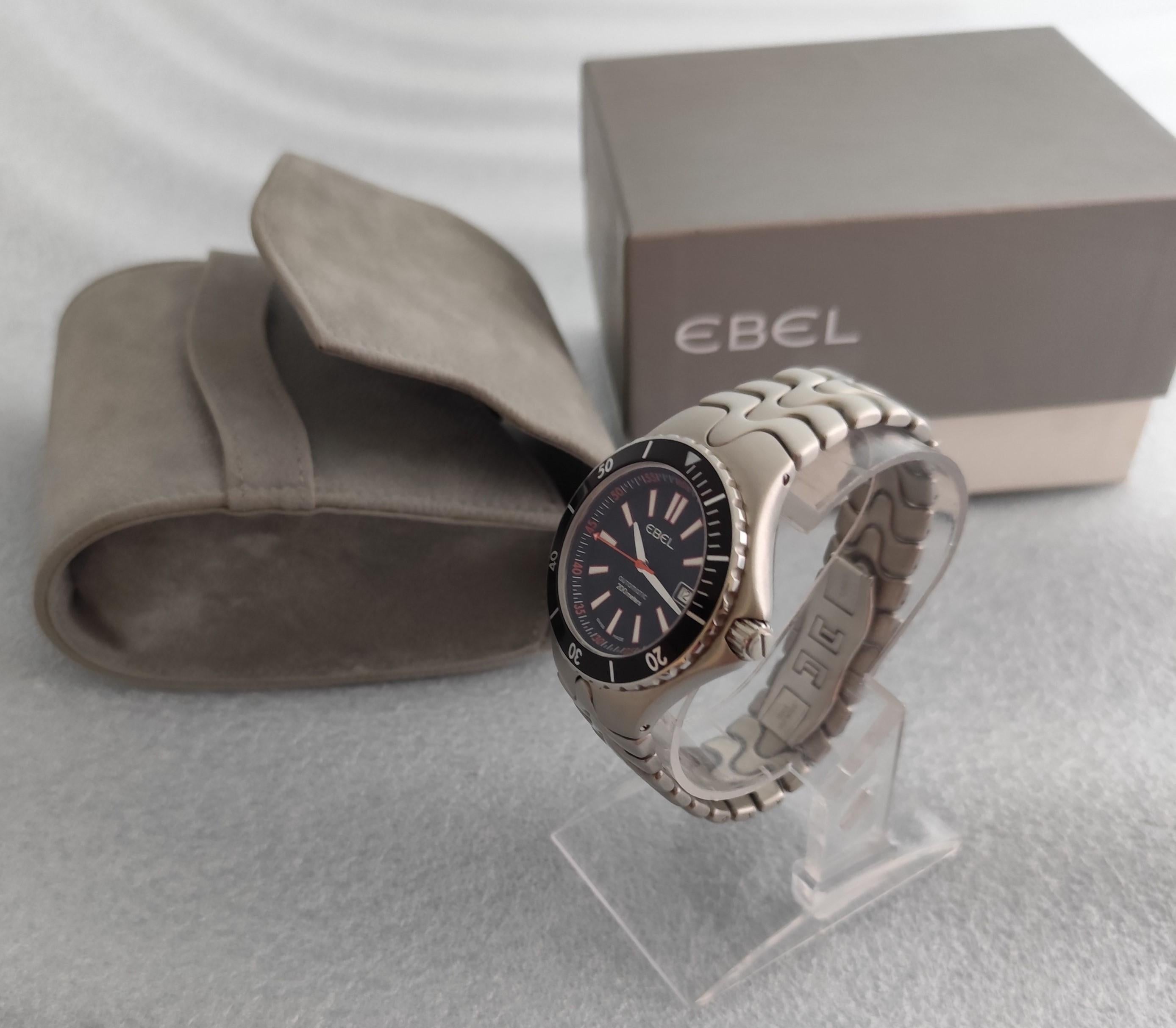 Marca : Ebel

Model No: Sportwave

Número de referencia: E9120K51

País de fabricación: Suiza

Movimiento: Automático

Material de la caja: Acero inoxidable

Medidas :43 mm de diámetro (sin contar la corona )

Tipo de banda : Acero