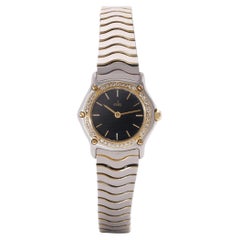 Ebel stainless steel and 18kt gold women's sports watch with diamond bezel 