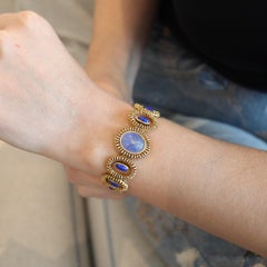 EBEL Swiss 1960 Modernist Wristwatch In 18Kt Gold With Lapis Lazuli