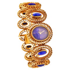 EBEL Swiss 1960 Modernist Wristwatch In 18Kt Gold With Lapis Lazuli