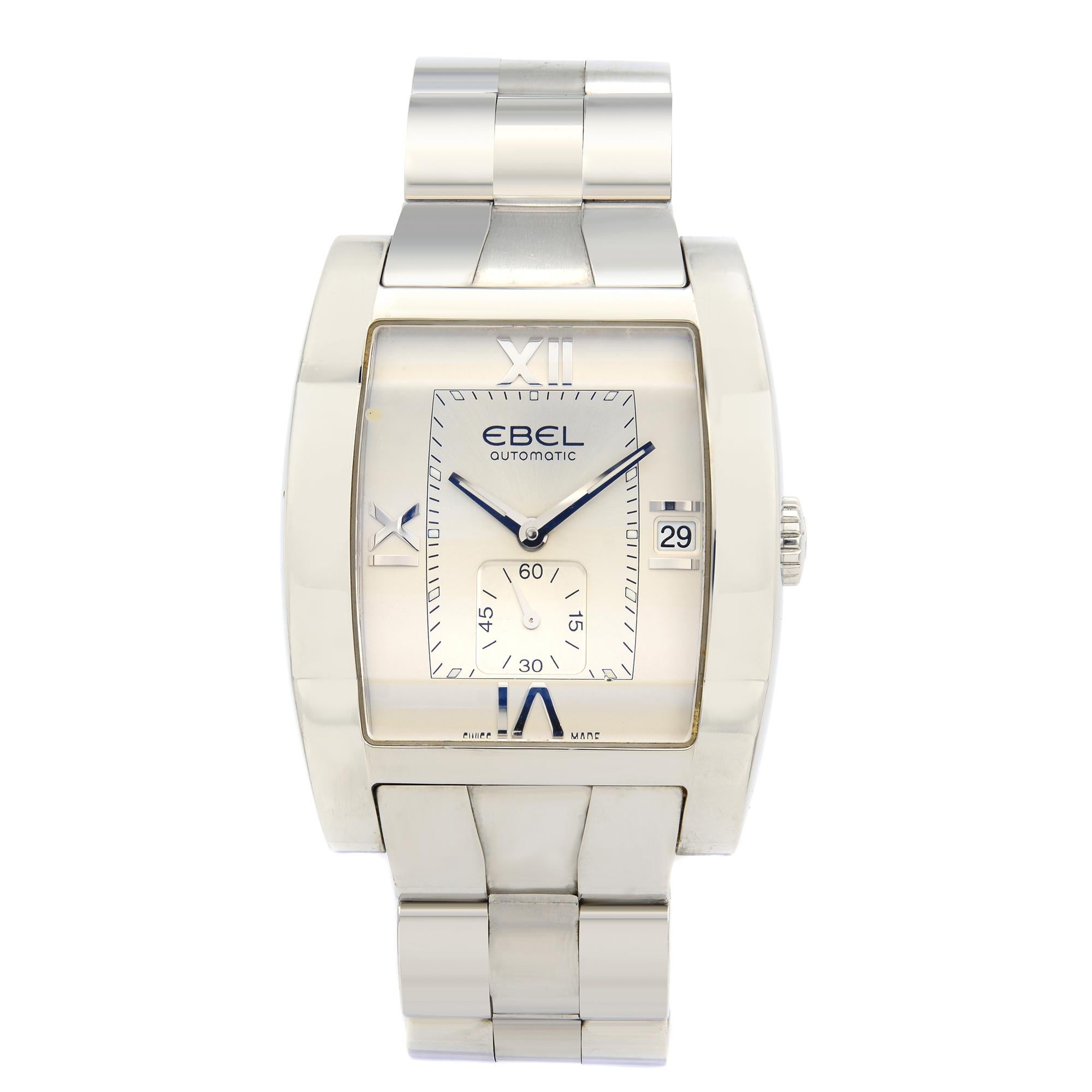 This watch is preowned with a hairline scratch on the crystal at 9 o'clock and a minor chip on the corner. . Comes with manufacturer's box, backed by a 1 year Chronostore warranty.
Details:
Model Number E9127J40
Brand EBEL
Department Men
Style