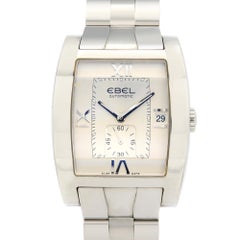 Ebel Tarawa Stainless Steel Tonneau Silver Roman Dial Mens Watch E9127J40