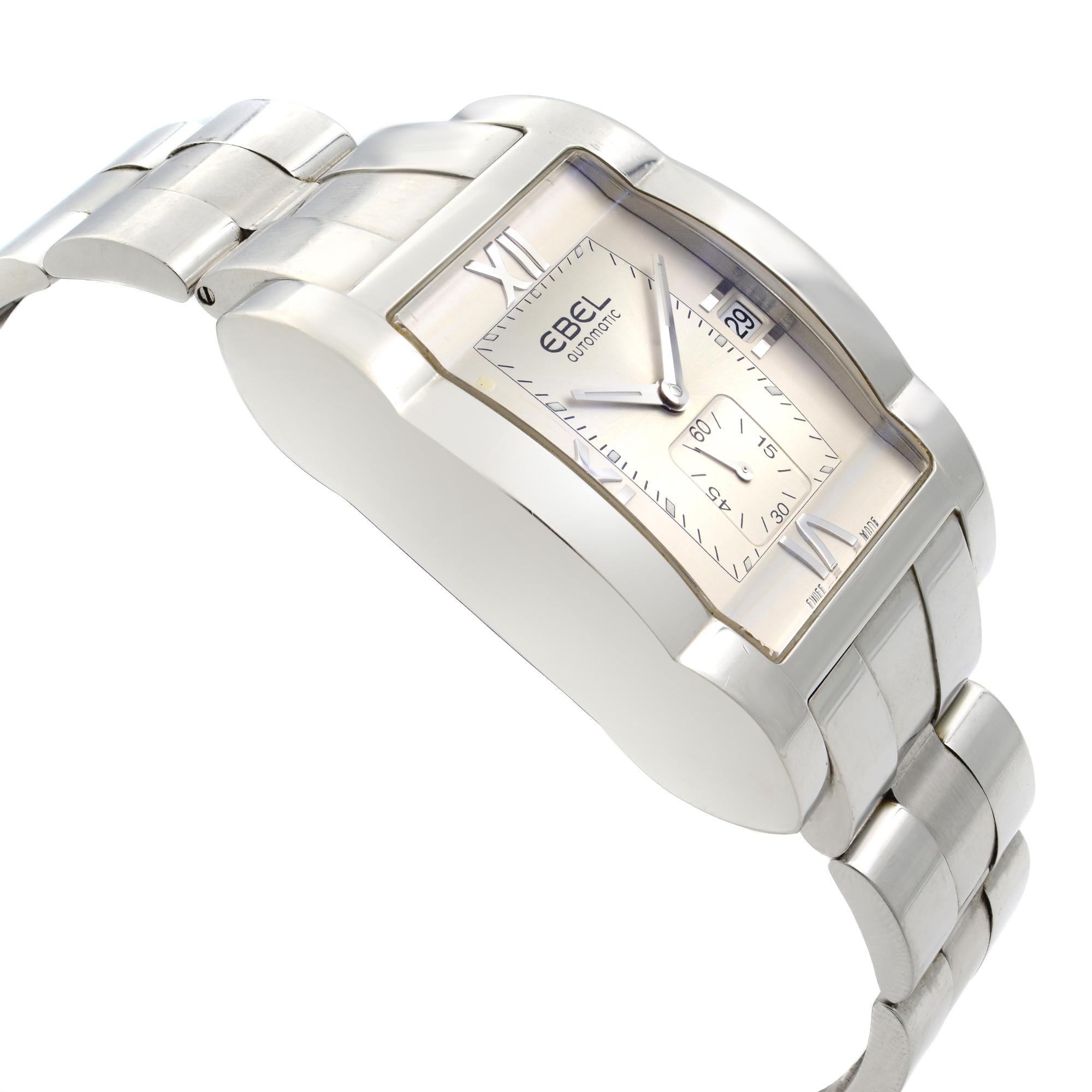 De los hombres Reloj para caballero Ebel Tarawa Stainless Steel Tonneau Silver Roman Dial E9127J40 en venta