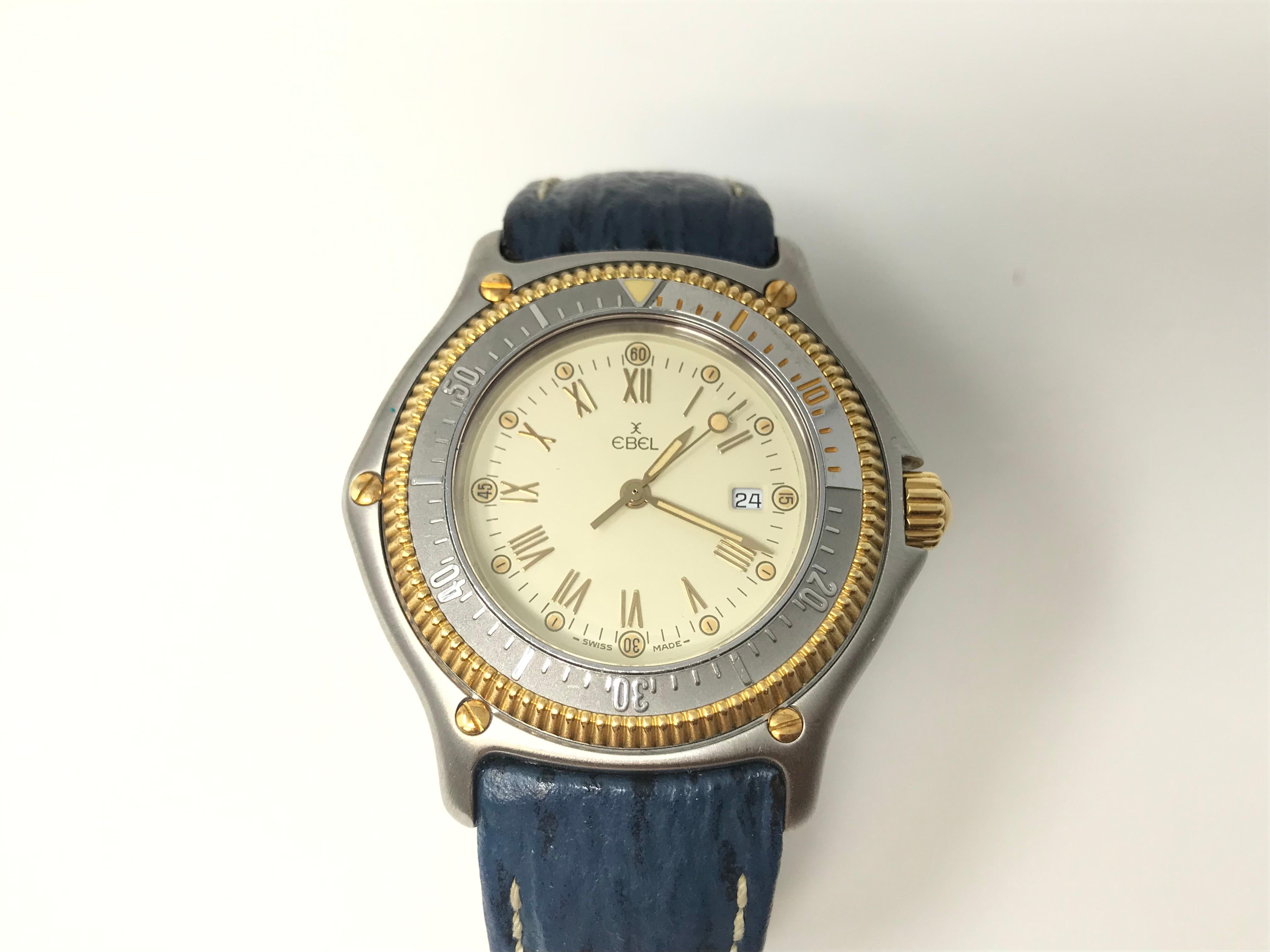 Ebel Two Tone Discovery Diver’s Quartz Watch Steel & 18k In Good Condition In Montreal, QC