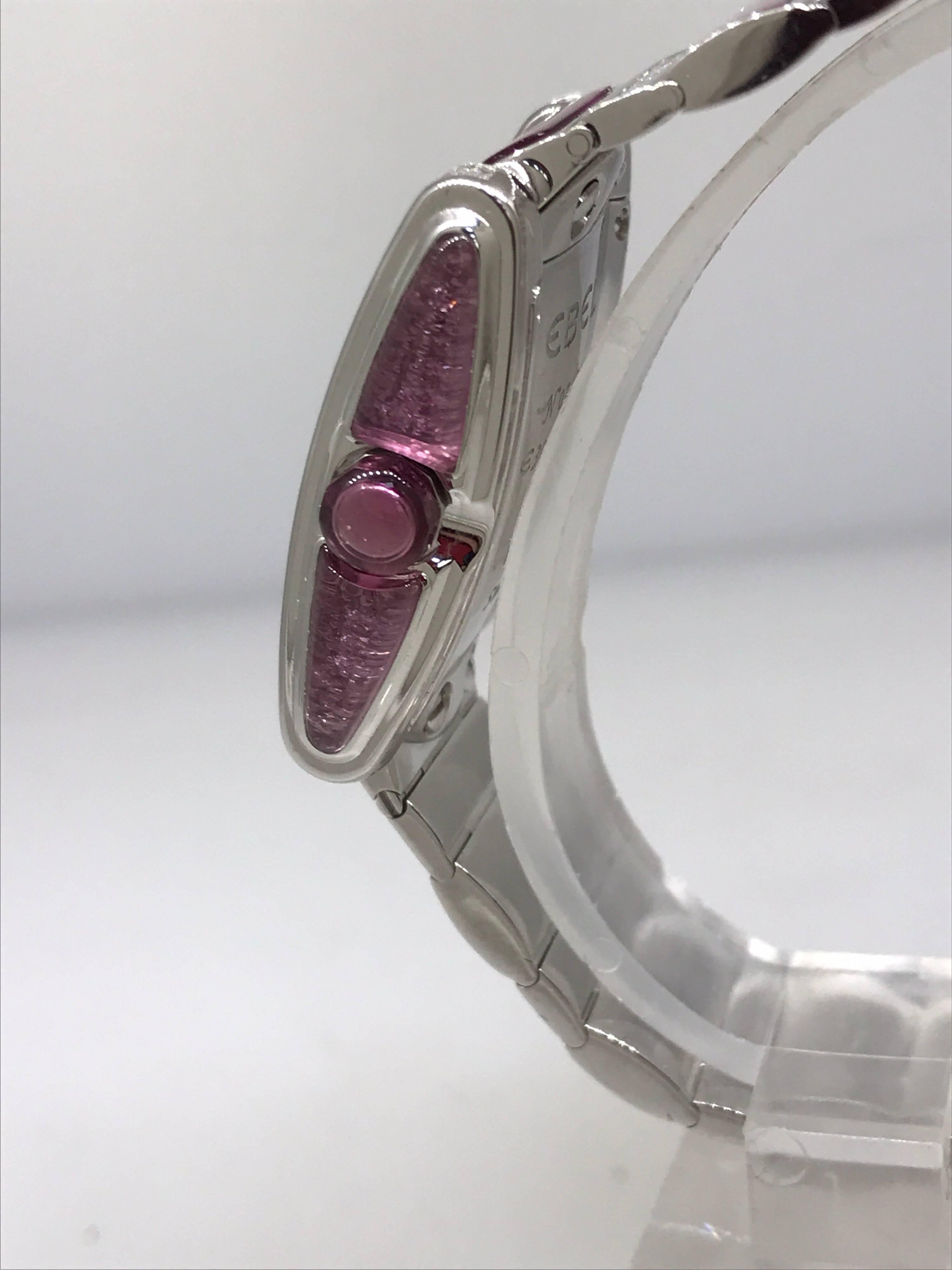 Ebel Vanua White Gold & Pave Pink and White Diamond Case & Bracelet Lady's Watch For Sale 1