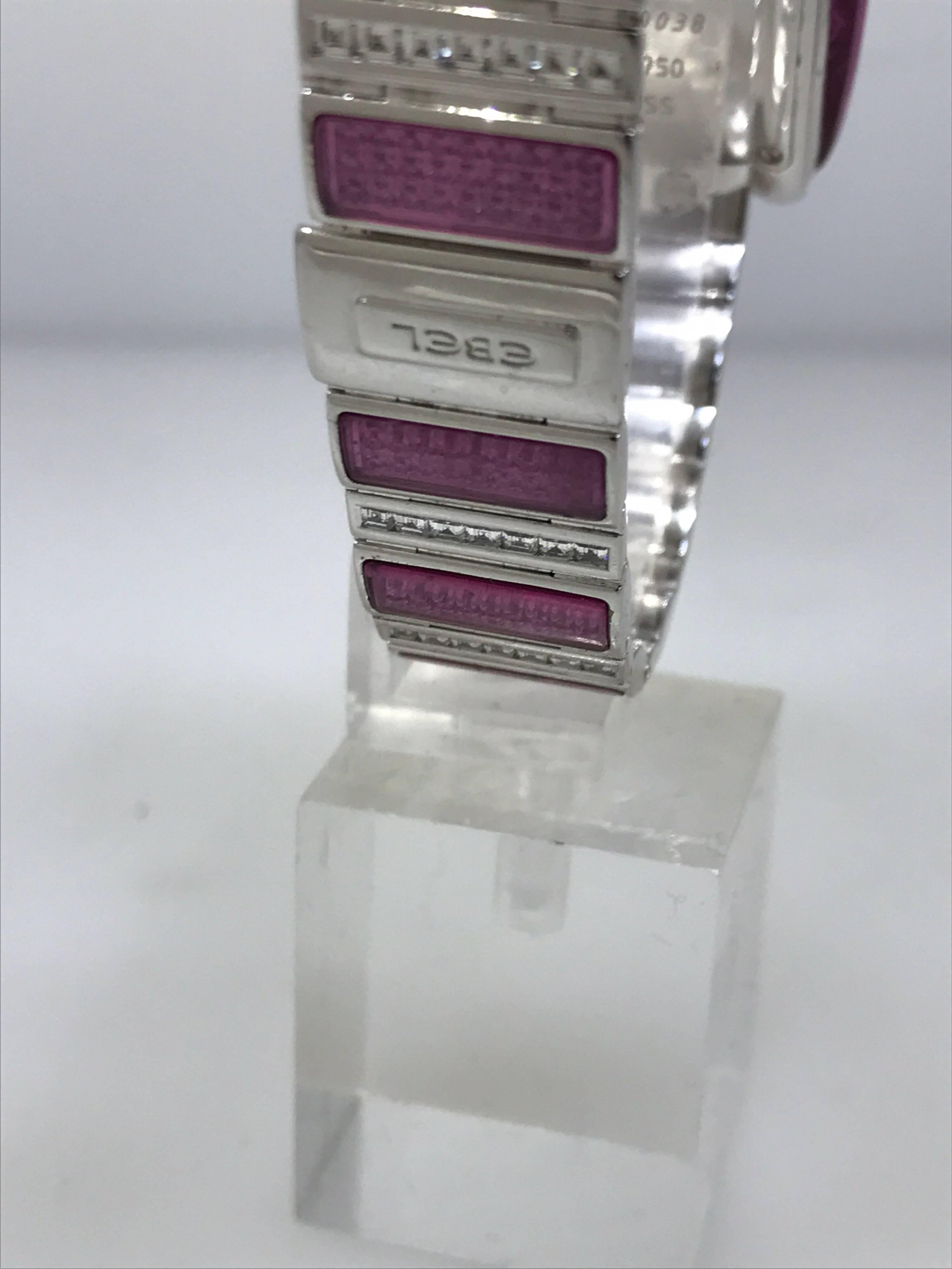 Ebel Vanua White Gold & Pave Pink and White Diamond Case & Bracelet Lady's Watch For Sale 5