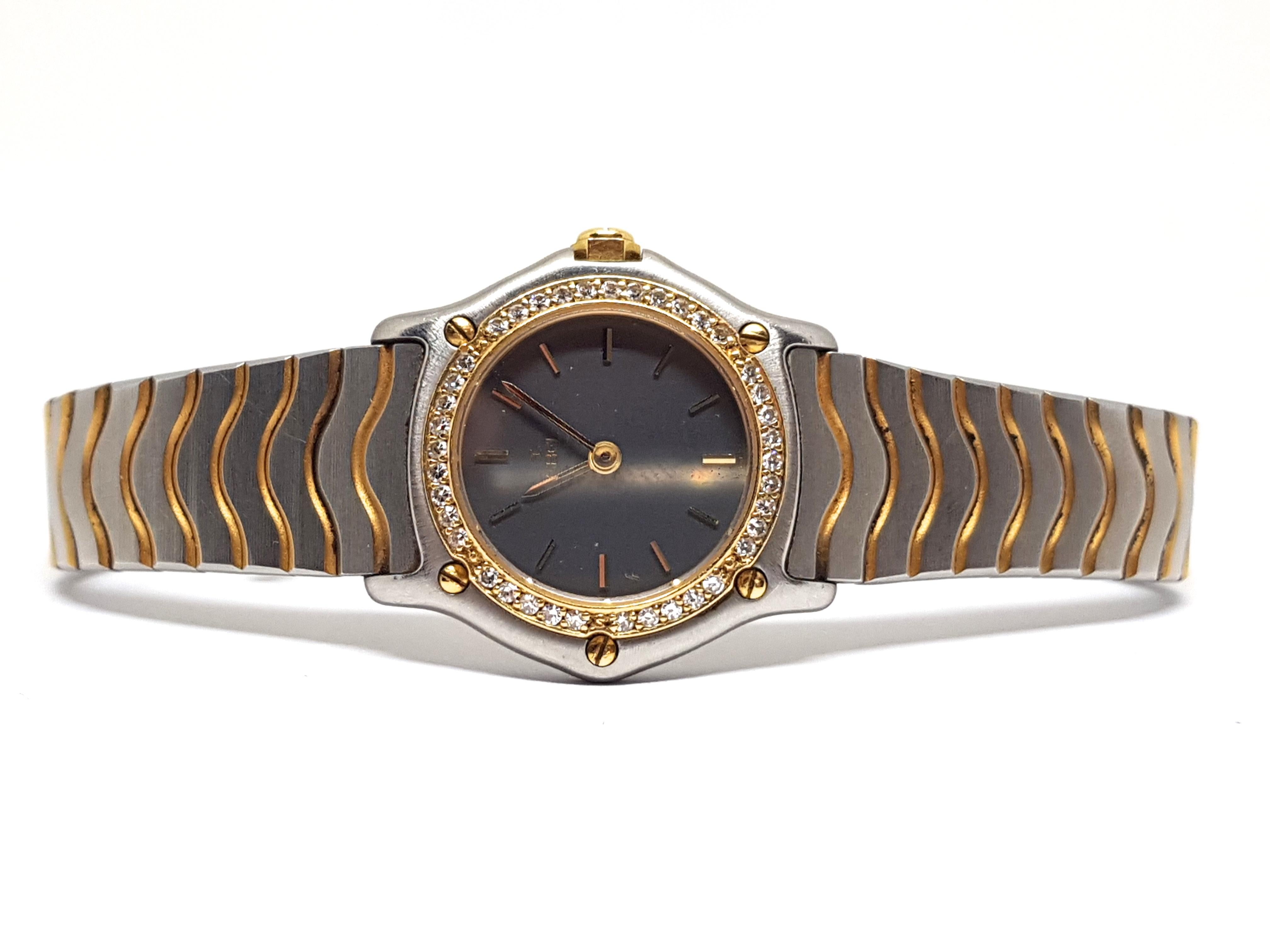 Ebel Watch Yellow Gold Steel Diamonds In Excellent Condition In Antwerp, BE