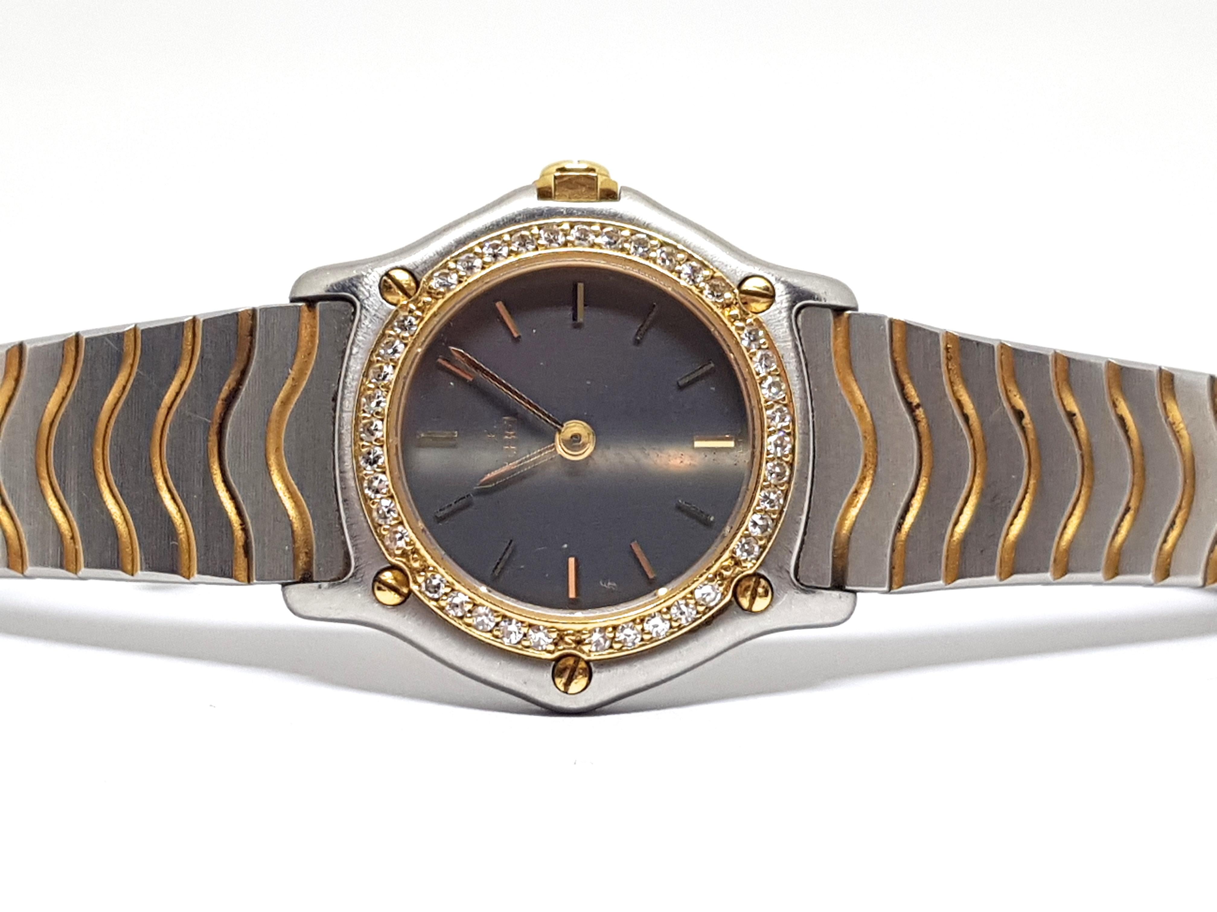 Women's Ebel Watch Yellow Gold Steel Diamonds