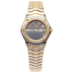 Retro Ebel Watch Yellow Gold Steel Diamonds