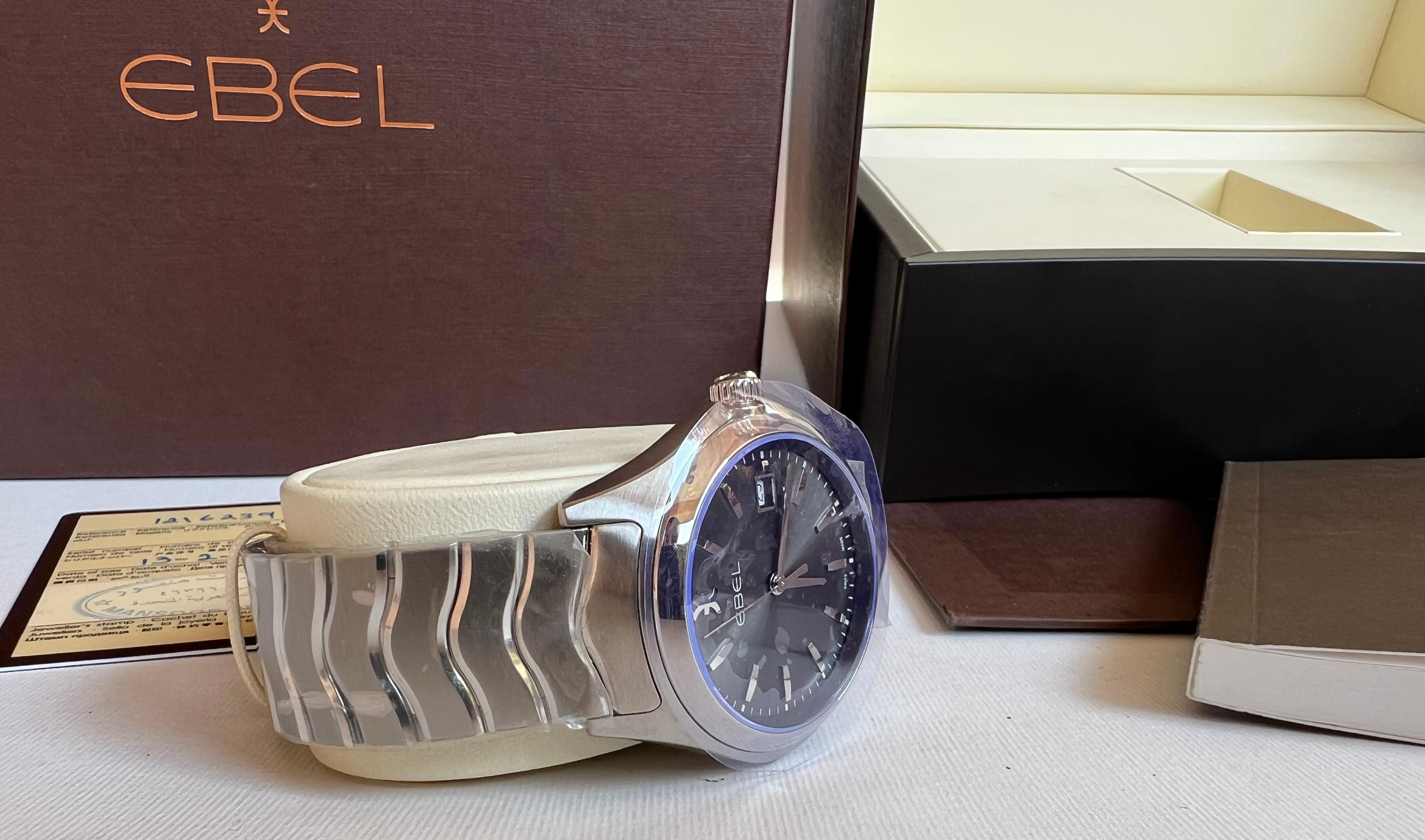 Ebel Wave 03.3.14.1037 Rare Black Dial Men`s Watch Full Set 42mm For Sale 6