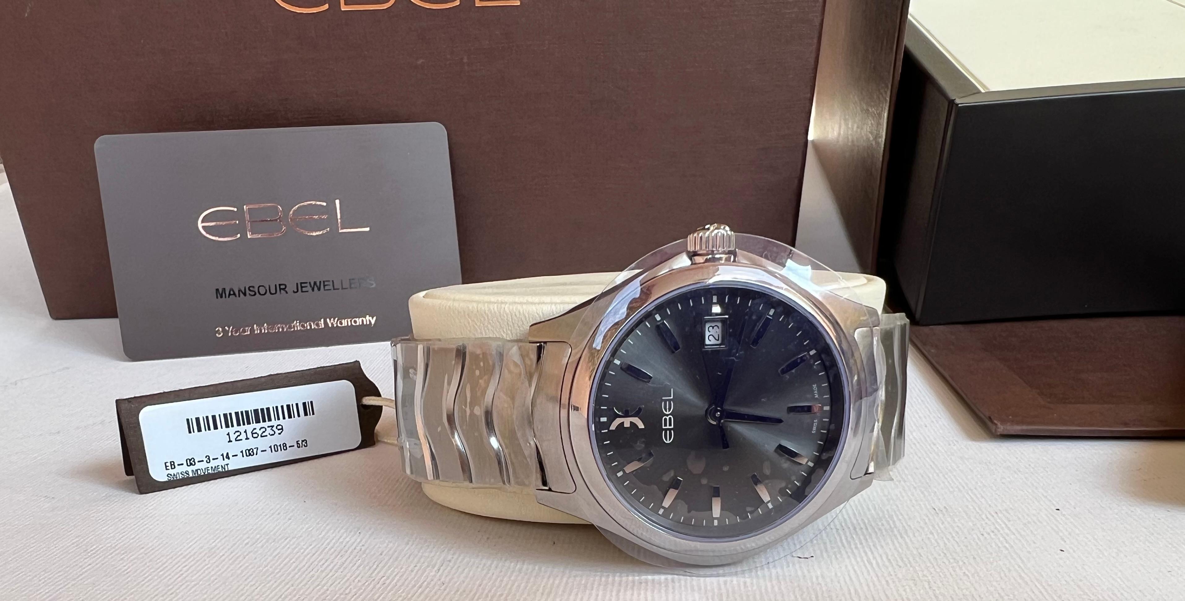 Ebel Wave 03.3.14.1037 Rare Black Dial Men`s Watch Full Set 42mm For Sale 5