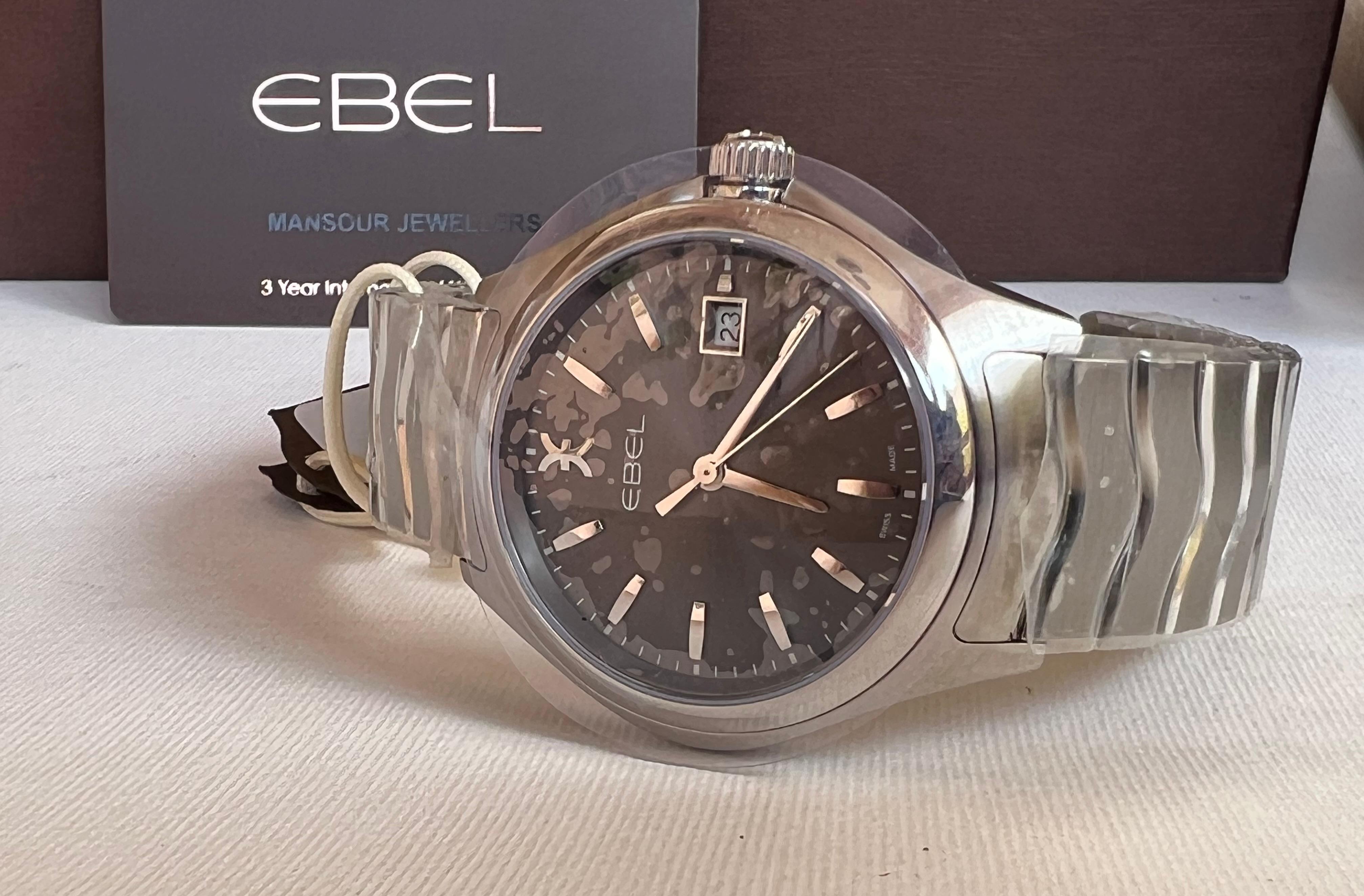 Ebel Wave 03.3.14.1037 Rare Black Dial Men`s Watch Full Set 42mm For Sale 11