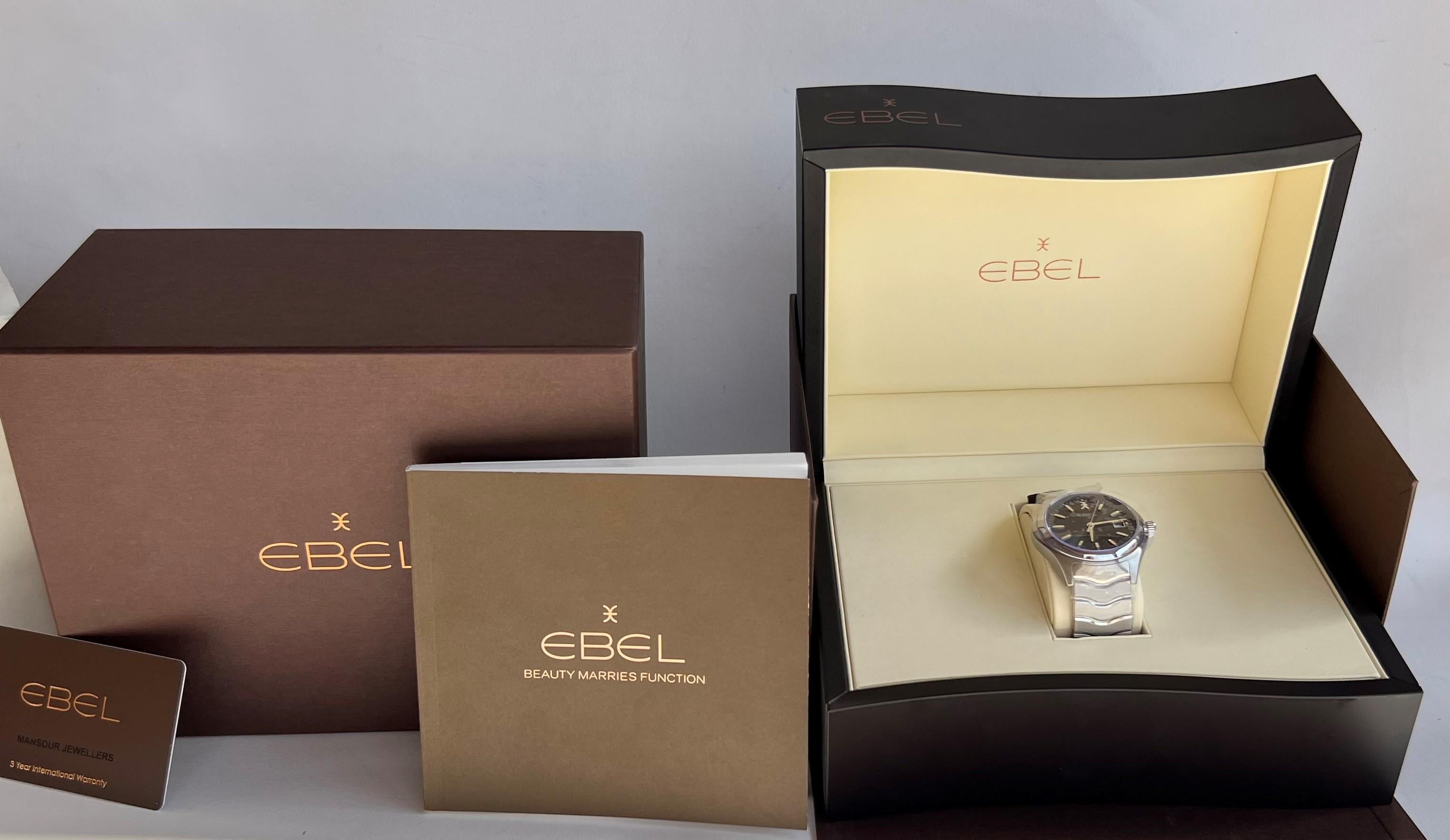 Brand : Ebel

Model: Classic Wave

Ref: 03.3.14.1037

Country Of Manufacture: Switzerland
Movement: Ebel Quartz

Case Material: Stainless Steel

Measurements :42mm diameter (excluding crown )

Band Type : Ebel Stainless Steel with Marked
